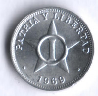 Монета 1 сентаво. 1969 год, Куба.