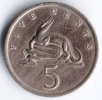 Монета 5 центов. 1977 год, Ямайка.