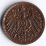Монета 2 пфеннига. 1911 год (E), Германская империя.