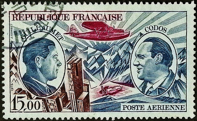 Почтовая марка. "Анри Гийоме и Поль Кодос". 1973 год, Франция.