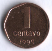 Монета 1 сентаво. 1999 год, Аргентина.