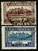 Набор почтовых марок (2 шт.). "Будайская крепость". 1926 год, Венгрия.