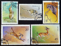 Набор почтовых марок (5 шт.). "Охраняемые животные СССР". 1985 год, СССР.