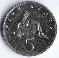 Монета 5 центов. 1993 год, Ямайка.