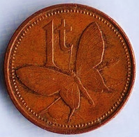 Монета 1 тойа. 1984 год, Папуа-Новая Гвинея.
