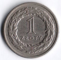 Монета 1 злотый. 1991 год, Польша.