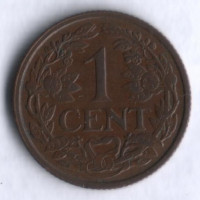 Монета 1 цент. 1937 год, Нидерланды.