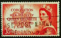 Почтовая марка. "Коронация королевы Елизаветы II". 1953 год, Австралия.