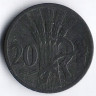 Монета 20 геллеров. 1940 год, Богемия и Моравия.