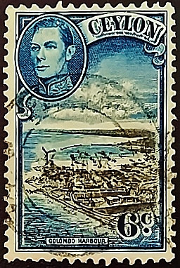 Почтовая марка (6 c.). "Король Георг VI и пейзажи". 1938 год, Цейлон. Почтовая марка (6 c.). "Король Георг VI и пейзажи". 1938 год, Цейлон.