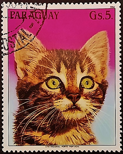 Почтовая марка (5 g.). "Кошки". 1984 год, Парагвай.