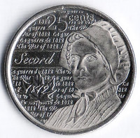 Монета 25 центов. 2013 год, Канада. Лора Секорд.
