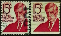 Набор почтовых марок (2 шт.). "Оливер Уэнделл Холмс". 1968-1976 годы, США.