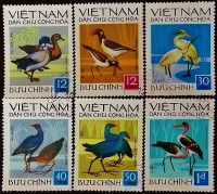 Набор почтовых марок (6 шт.). "Водоплавающие птицы". 1972 год, Вьетнам.