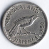 Монета 6 пенсов. 1950 год, Новая Зеландия.
