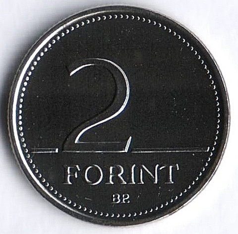 Монета 2 форинта. 1995 год, Венгрия. BU.
