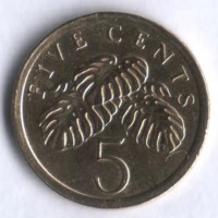 5 центов. 1990 год, Сингапур.
