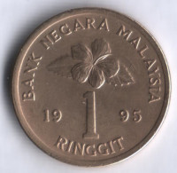 Монета 1 ринггит. 1995 год, Малайзия.