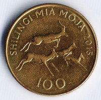Монета 100 шиллингов. 2015 год, Танзания.