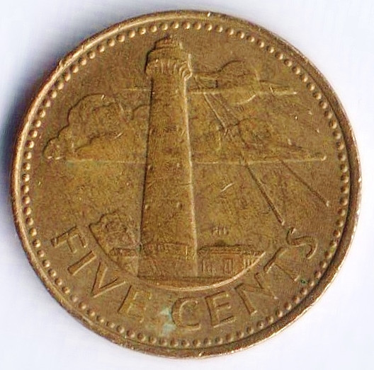 Монета 5 центов. 2006 год, Барбадос.