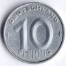 Монета 10 пфеннигов. 1953 год (А), ГДР.