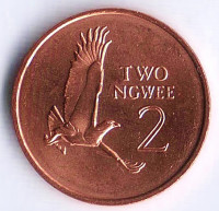 Монета 2 нгве. 1983 год, Замбия.
