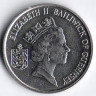 Монета 5 пенсов. 1988 год, Гернси.