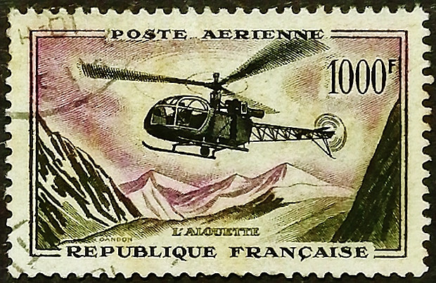 Почтовая марка. "Alouette". 1958 год, Франция.