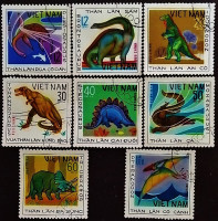 Набор почтовых марок (8 шт.). "Доисторические животные (I)". 1979 год, Вьетнам.