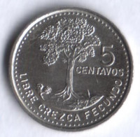 Монета 5 сентаво. 1997 год, Гватемала.