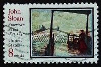 Почтовая марка. "На пароме", Джоан Слоун. 1971 год, США.