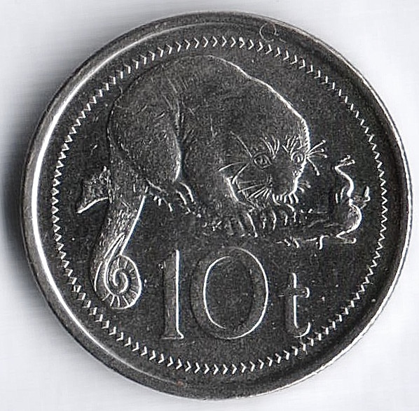Монета 10 тойа. 2009 год, Папуа-Новая Гвинея. Монета 10 тойа. 2009 год, Папуа-Новая Гвинея.