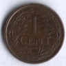 Монета 1 цент. 1941 год, Нидерланды.