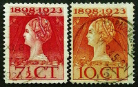 Набор марок (2 шт.). "Королева Вильгельмина - 25 лет правления". 1923 год, Нидерланды.