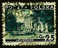 Почтовая марка. "Дворец Бельведер в Варшаве". 1935 год, Польша.