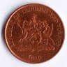 Монета 1 цент. 2010 год, Тринидад и Тобаго.