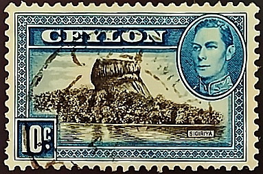 Почтовая марка (10 c.). "Король Георг VI и пейзажи". 1938 год, Цейлон.