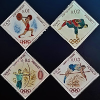 Набор марок (4 шт.). "Летние Олимпийские игры, Токио`1964". 1964 год, Монако.