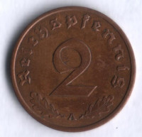 Монета 2 рейхспфеннига. 1937 год (A), Третий Рейх.