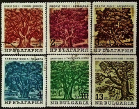 Набор почтовых марок (6 шт.). "Деревья". 1964 год, Болгария.