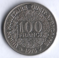 Монета 100 франков. 1976 год, Западно-Африканские Штаты.