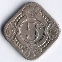 Монета 5 центов. 1963 год, Нидерландские Антильские острова.