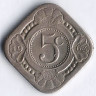 Монета 5 центов. 1963 год, Нидерландские Антильские острова.