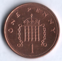 Монета 1 пенни. 2001 год, Великобритания.