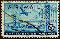 Почтовая марка (25 c.). "Авиапочта". 1947 год, США.