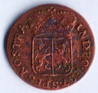 Монета 1 дьюит. 1790 год, Голландская Ост-Индская компания. Герб провинции Гелдерланд.