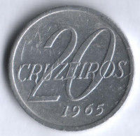 Монета 20 крузейро. 1965 год, Бразилия.