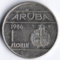 Монета 1 флорин. 1986 год, Аруба.