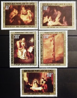 Набор почтовых марок (5 шт.). "Картины Рембрандта". 1980 год, Республика Конго.
