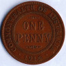 Монета 1 пенни. 1914(L) год, Австралия.